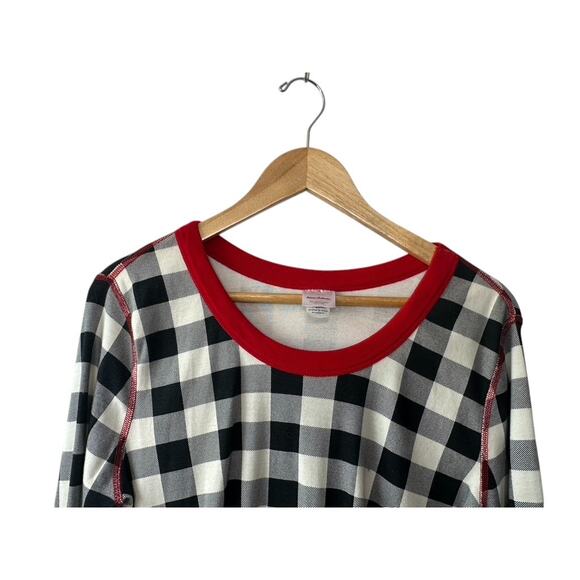 Hanna Andersson Black & White Stripe Buffalo Plaid Pajama Shirt Size XL - Picture 3 of 4